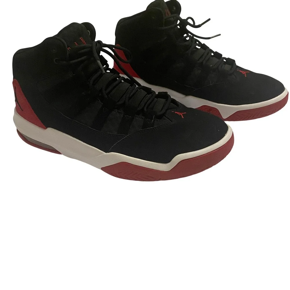 Jordan Max Aura Mens Basketball Shoes Black Red White Bred AQ9084-006 Mid Top